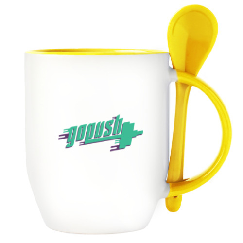 Кружка с ложкой с принтом жми