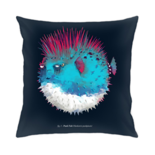 Подушка с принтом Брутальная рыба панк Punk fish