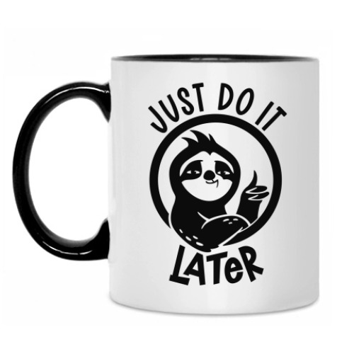 Кружка с принтом Ленивец прокрастинатор