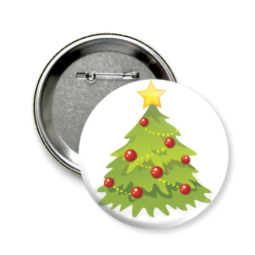 Значок 58мм с принтом Елочка-иголочка