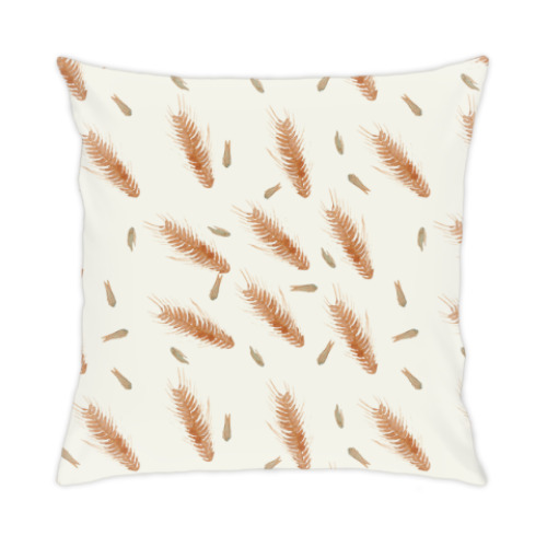 Подушка с принтом Колоски пшеницы травинки