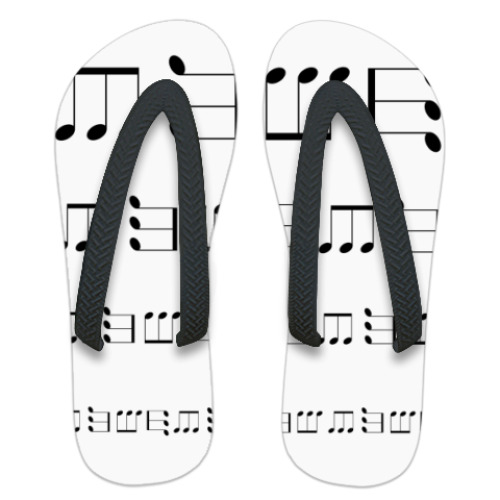 Шлепанцы (сланцы) с принтом 'ноты'