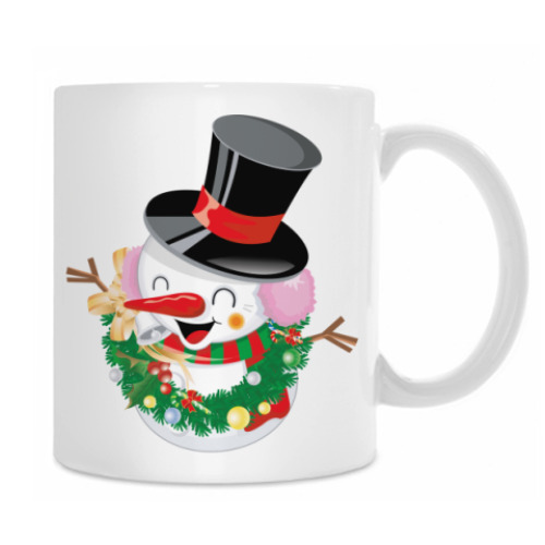 Кружка с принтом Снеговик