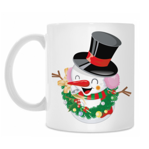 Кружка с принтом Снеговик