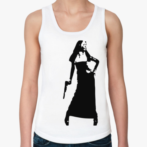 Женская майка с принтом агрессивная монашка