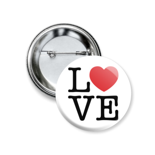Значок 37мм с принтом LOVE