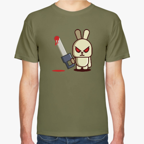 Футболка с принтом Злой кролик с пилой