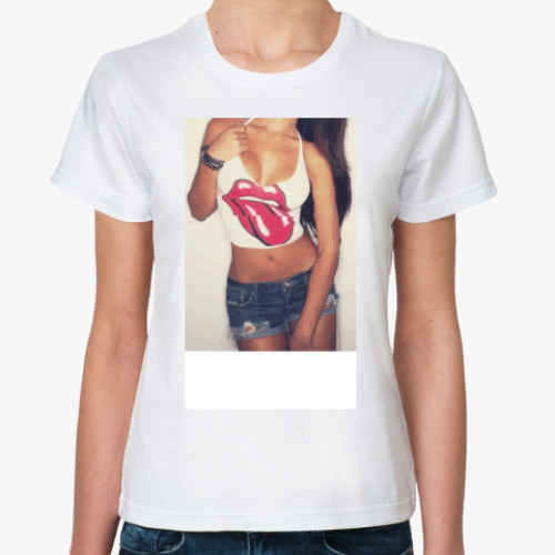 Классическая футболка с принтом Фото: сексуальная девушка