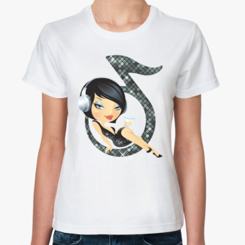 Классическая футболка с принтом Девушка