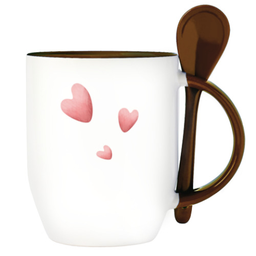 Кружка с ложкой с принтом  Love