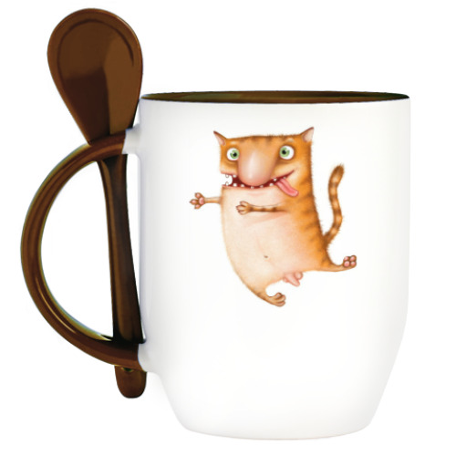 Кружка с ложкой с принтом  Love