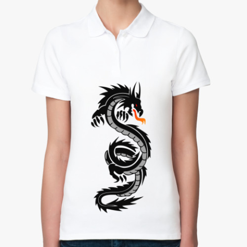 Женская рубашка поло (печать) с принтом Дракон