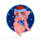 Виниловая наклейка, квадрат (9,5 х 9,5 см) свинка