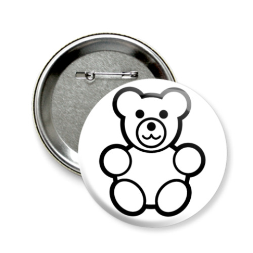 Значок 58мм с принтом Мишка