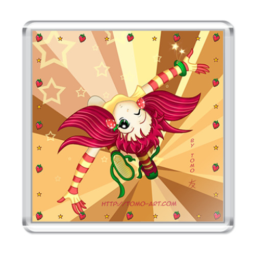 Магнит с принтом  'Клубничка'