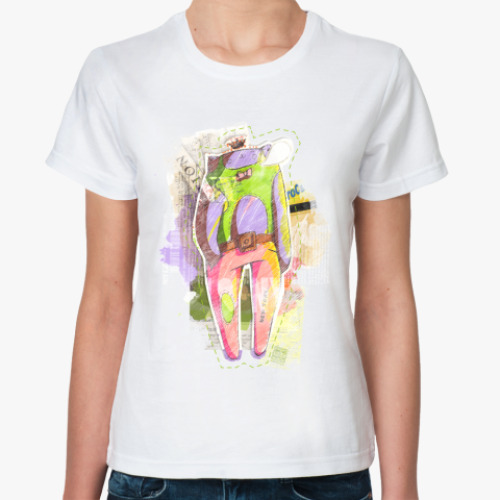 Классическая футболка с принтом Hipstercat