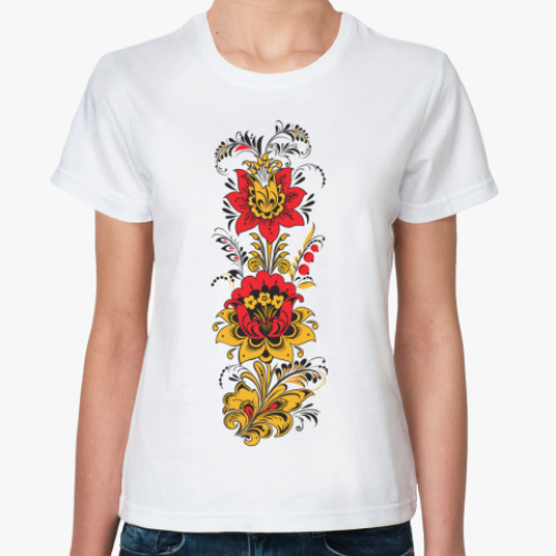 Классическая футболка с принтом Русский народный узор