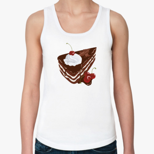 Женская майка с принтом Торт Черный лес