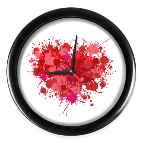 Настенные часы с принтом Сердце из брызг краски