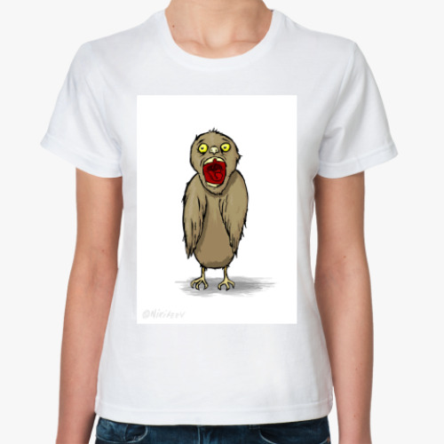 Классическая футболка с принтом воробушек