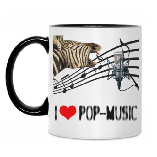 Кружка с принтом 'I Love Pop'