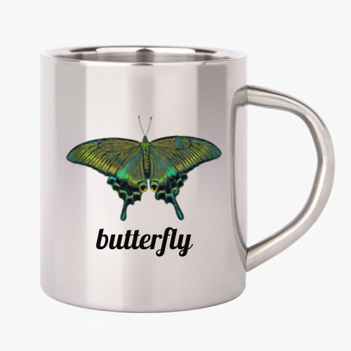 Кружка металлическая с принтом Бабочка Парусник - Махаон