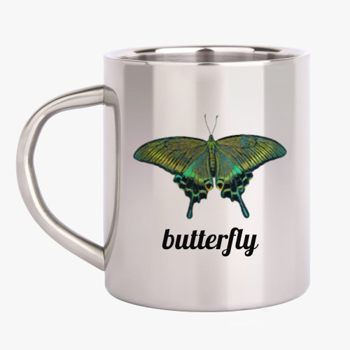Кружка металлическая с принтом Бабочка Парусник - Махаон