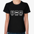 Классическая женская футболка Eat Sleep Bike