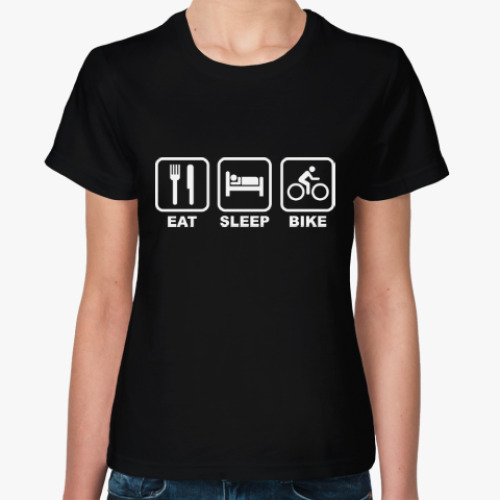 Женская футболка с принтом Eat Sleep Bike