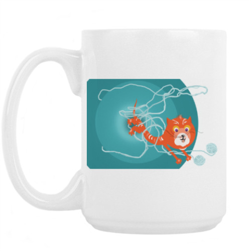 Кружка с принтом Кот с клубком