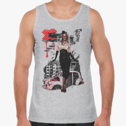 Майка с принтом Девушка в стиле милитари