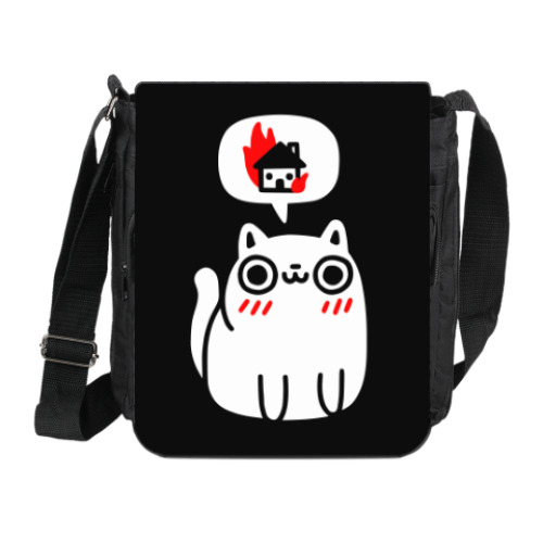 Сумка на плечо (мини-планшет) с принтом Котик злой