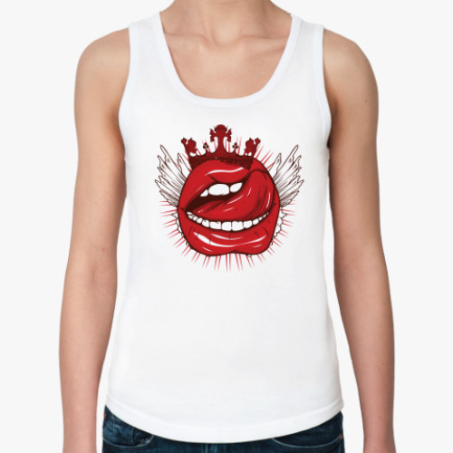 Женская майка с принтом Губы и язык