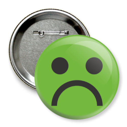 Значок 75мм с принтом Грустный Смайл