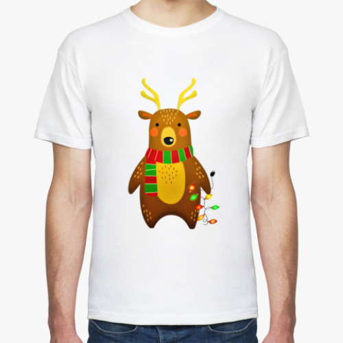 Футболка с принтом Новогодний медведь