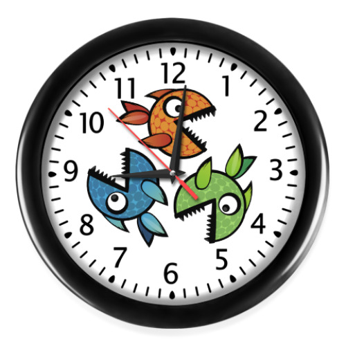 Настенные часы с принтом Пиранья!