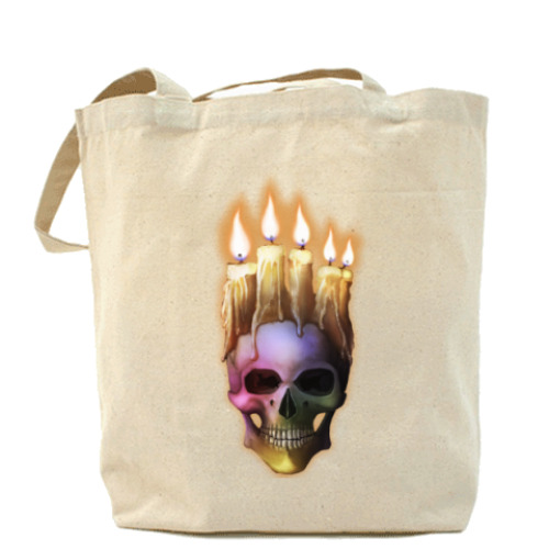 Сумка шоппер с принтом Череп цвет 'Корона и свечи'